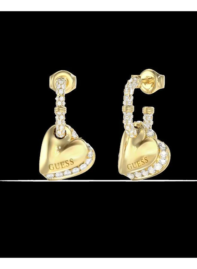 GUESS Hearts Pave J Hoop Earrings